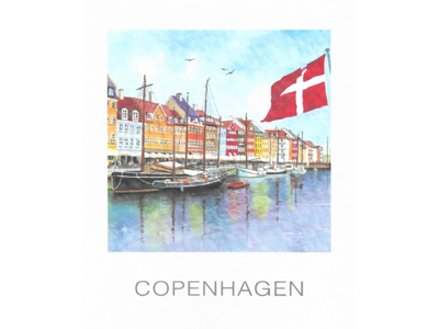 Postcard, Nyhavn with Flag, 10 x 12 cm