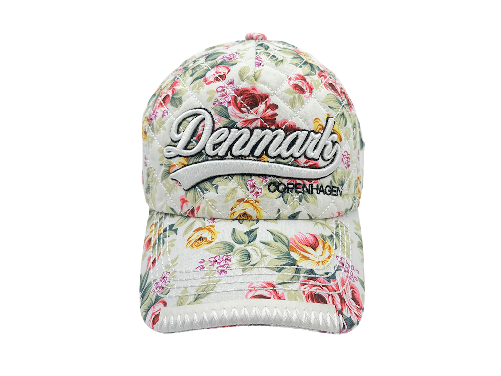 Kasket DK Blomster Hvid