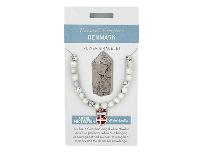 Armbånd Hvid Howlit m/Hjerte Flag