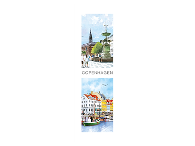 Postkort, Storkespringvandet/Nyhavn 5,5x17cm 