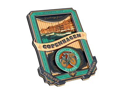Magnet, Wood, Copehagen Nyhavn Bicycle