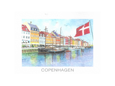 Postcard. Nyhavn with Flag, 16.5 x 12 cm