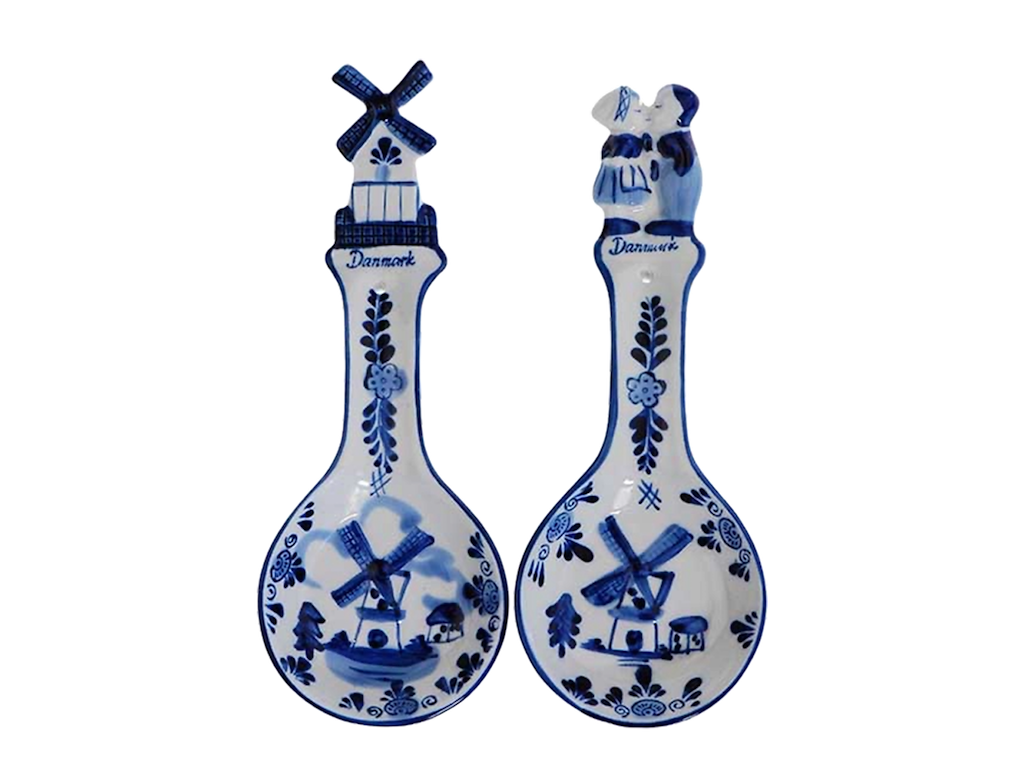 Salad Servers Blue Porcelain 2 Pieces