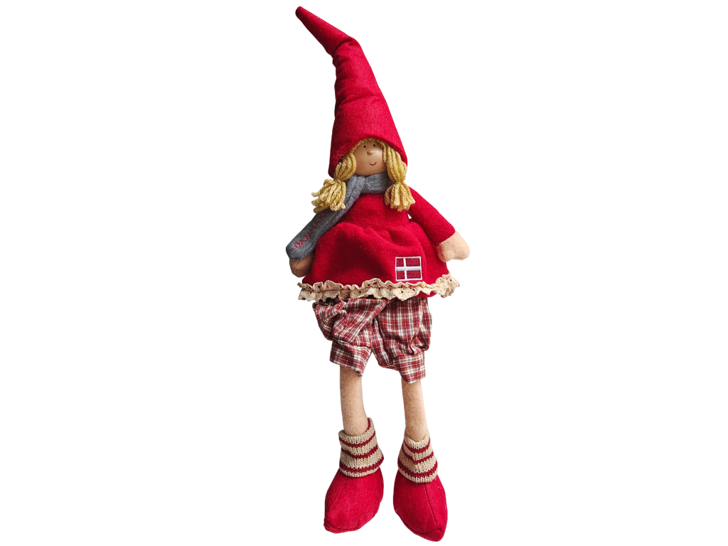 Gnome Girl With Dangling Legs And Flag 44 cm.