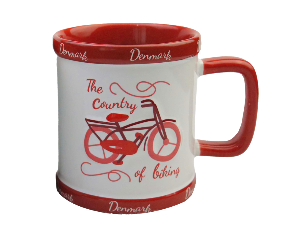 Mug Retro Bicycle Embossed Red