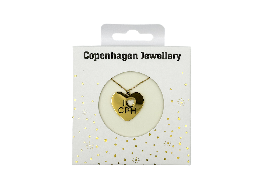 Halskæde Hjerte - I Love CPH-Guld
