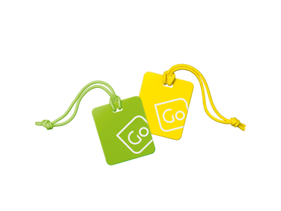 Suitcase Tags Set With Two Yellow And Green
