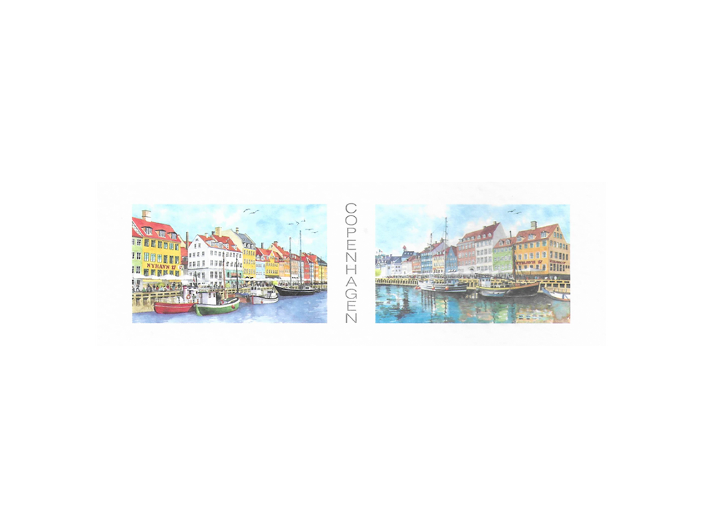 Postcard, Nyhavn Ships 5,5 x 17 cm.
