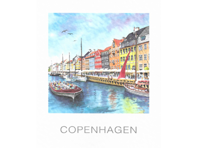 Postcard, Nyavn Canal Boat 10 x 12 cm
