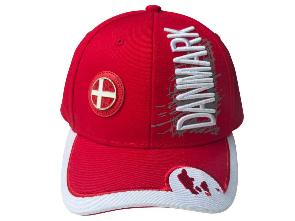 Cap, Denmark Metal Flag, Red