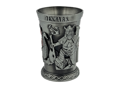 Shotglas, DK Hest + Hjelm Antik sølv