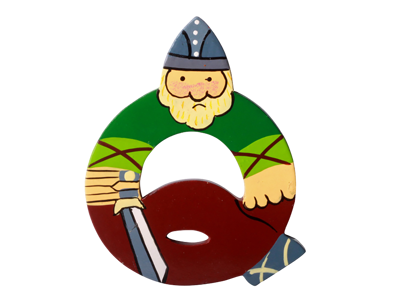 Wooden Letter Viking Q