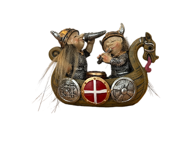 Viking couple in a Viking ship