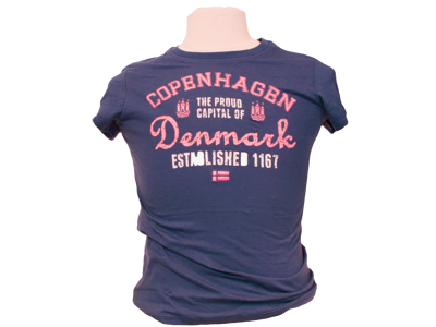T-shirt, Copenhagen Denmark, Pink/Navy