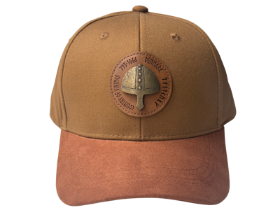 Cap, Metal Viking Helmet Leather Patch, Caramel Brown