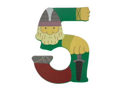 Wooden Number Viking 5