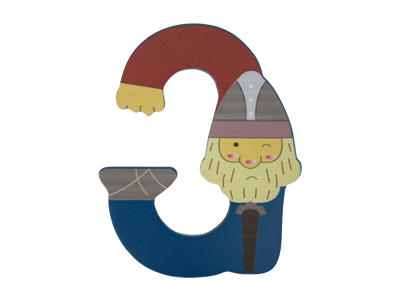 Wooden Number Viking 3