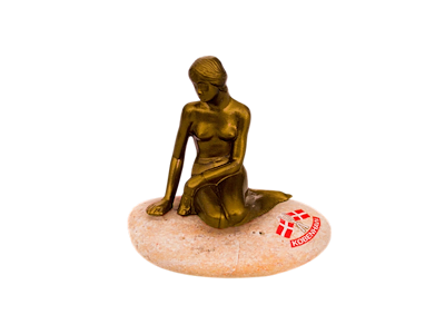 Figurine, The Little Mermaid On Rock Gold Plast Mini